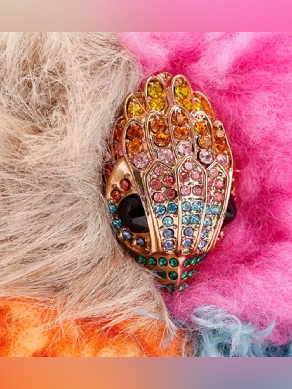 NWT Kurt Geiger Hoxton Medium Multicolor Faux Fur Camera Bag - Picture 2 of 4